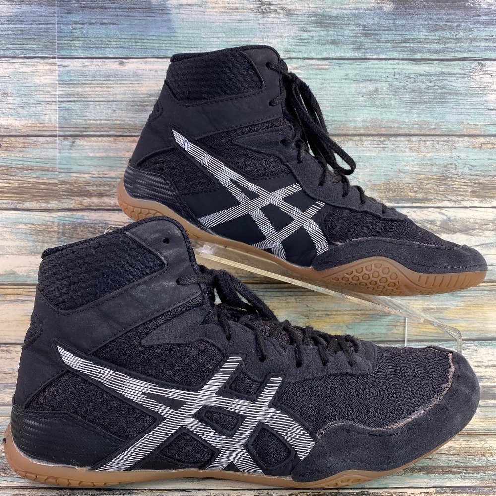 Asics Matcontrol 2 Black Nylon Wrestling Shoe Sneaker Lace Up High Top Mens 7.5M - Picture 1 of 13